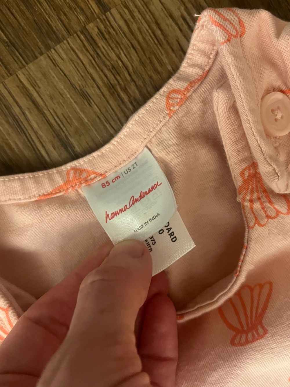 Peach Shell-Print Baby Romper pink peach 2T - Picture 4 of 4